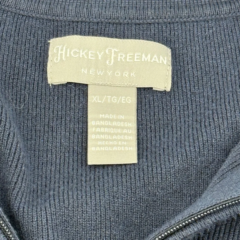 Hickey Freeman New York Men's XL‎ Navy Blue Ribbed Quarter Zip Sweater